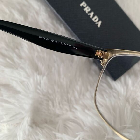 Prada Glasses Frames Black Gold Eyeglasses Case Cloth Box PR65RV Retro - Picture 5 of 14